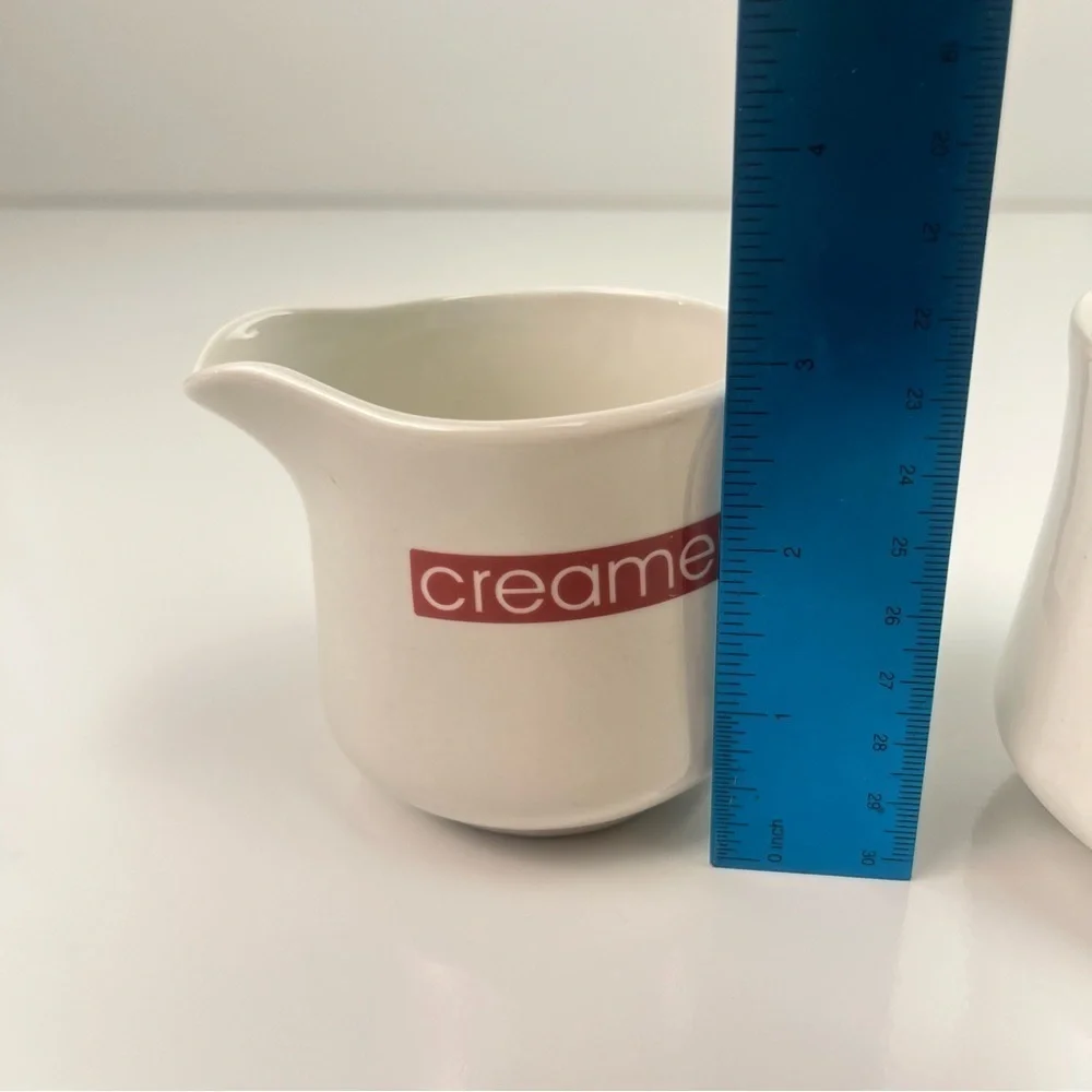 Vintage 1990’s Off-White Color with Red Writing Cream and Sugar Set